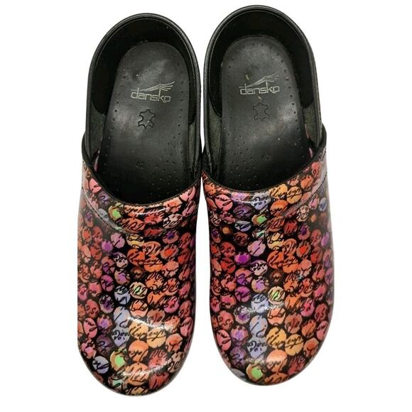 Dansko Women's Clogs Viola Dot Script Rainbow 42/11.5-12 Nurse Medical Clinical - Picture 7 of 10